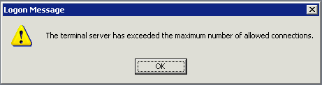 maximum terminal connections error